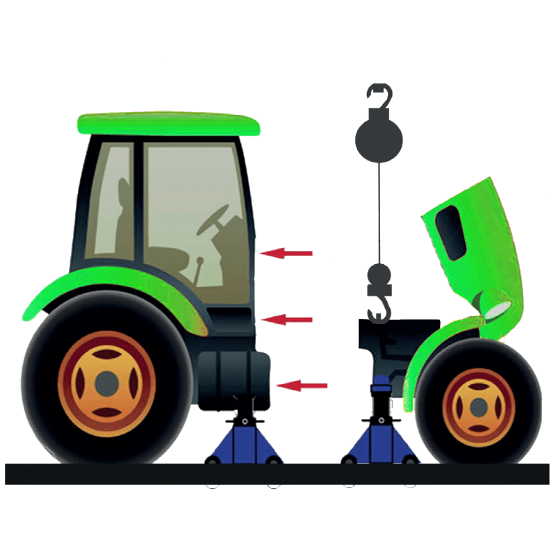 Wózek do rozpoławiania ciągnika i maszyn - 3000x360 szyna + 2 wózki 4 Wózek do rozpoławiania ciągnika i maszyn - 3000x360 szyna + 2 wózki