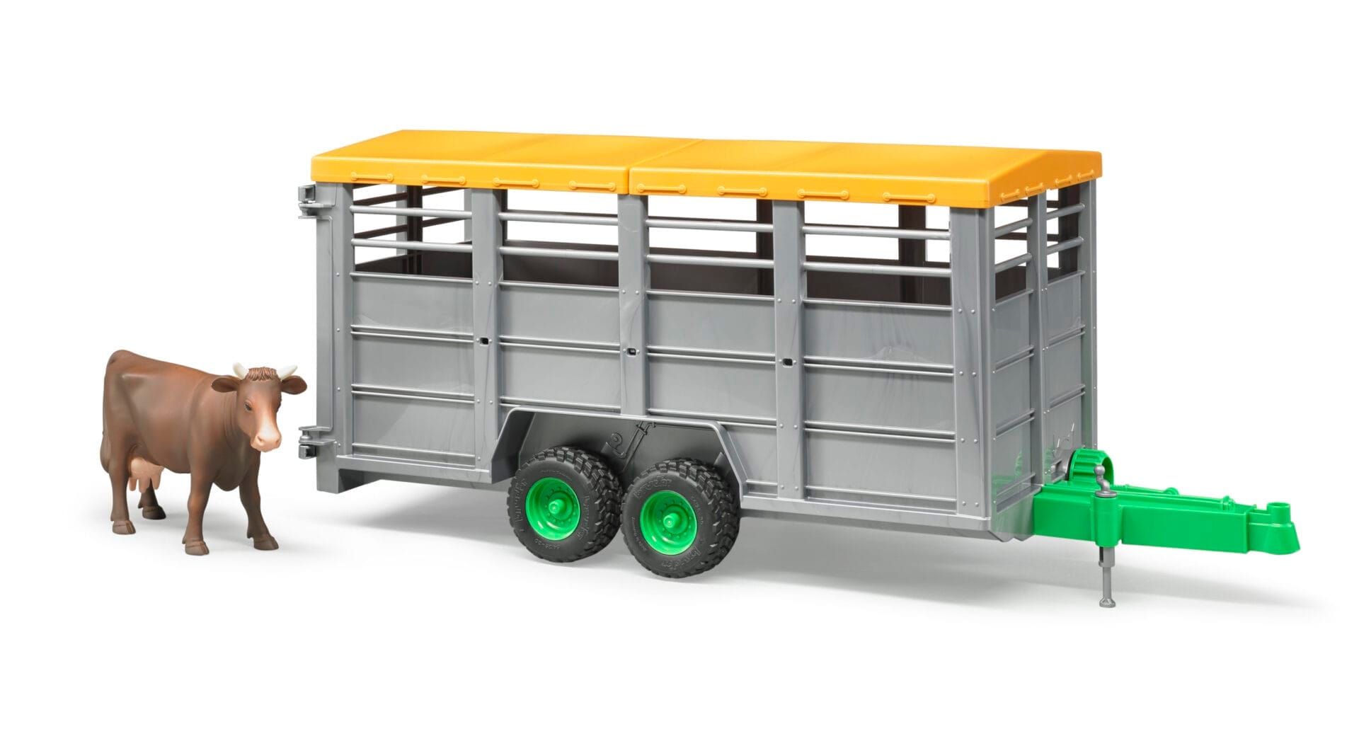 Przyczepa 2-osiowa do przewozu krów z figurką krowy - 02227 - BRUDER 1 Przyczepa 2-osiowa do przewozu krów z figurką krowy - 02227 - BRUDER
