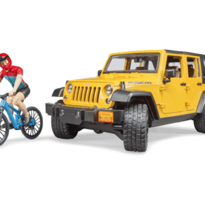 Auto - Jeep Wrangler Unlimited Rubicon z rowerem górskim i figurką kolarza - 02543 - BRUDER