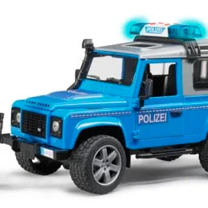 Auto Land Rover Defender - policyjny niebiesko srebrny z figurką policjanta i modułem - 02597 - BRUDER
