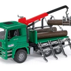 Ciężarówka MAN z żurawiem (HDS) i pniami - 02769 - BRUDER