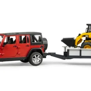 Auto Jeep Wrangler Rubicon z przyczepą 1-osiową + miniładowarka CAT - ZESTAW - 02925 - BRUDER