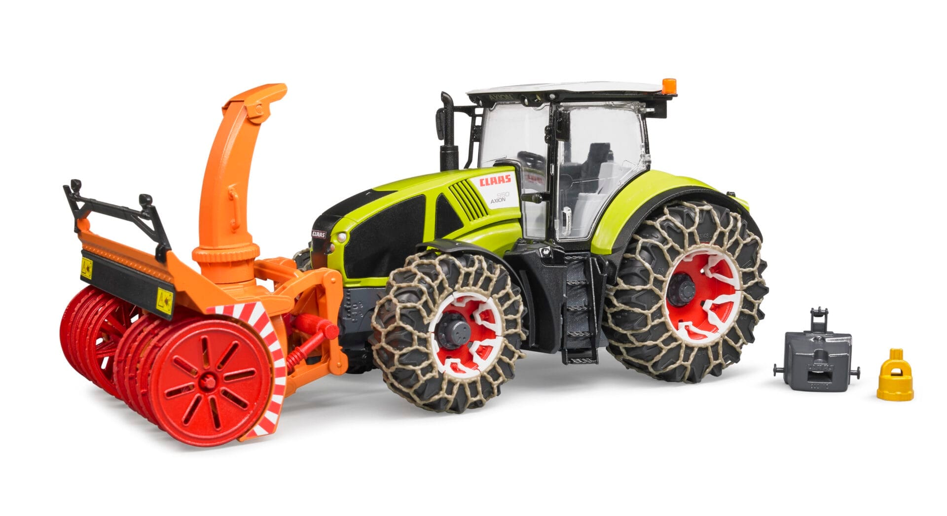 Traktor Claas Axion 950 z pługiem śnieżnym i łańcuchami na kołach - 03017 - BRUDER 2 Traktor Claas Axion 950 z pługiem śnieżnym i łańcuchami na kołach - 03017 - BRUDER