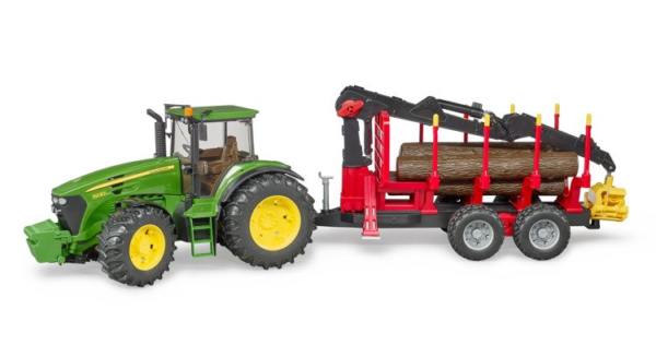 Traktor John Deere 7930 Z przyczepą i dźwigiem do bali drewnianych (4szt) - ZESTAW - 03054 - BRUDER 2