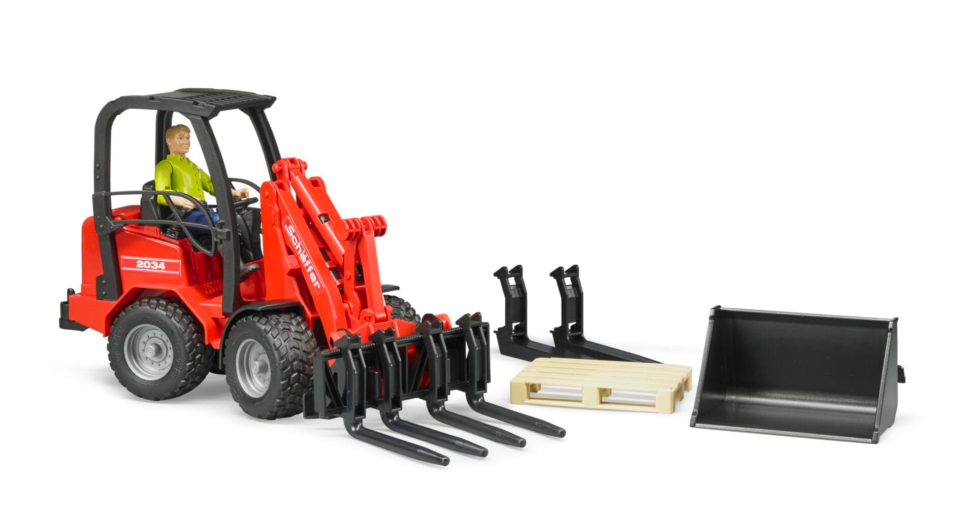 Ładowarka przegubowa Schäffer Hoflader 2034 z figurką i akcesoriami - 02191 - BRUDER 4 Ładowarka przegubowa Schäffer Hoflader 2034 z figurką i akcesoriami - 02191 - BRUDER