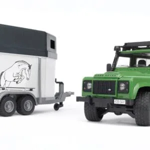 Auto Land Rover Defender - z przyczepą dla konia i figurką konia - ZESTAW - 02592 - BRUDER
