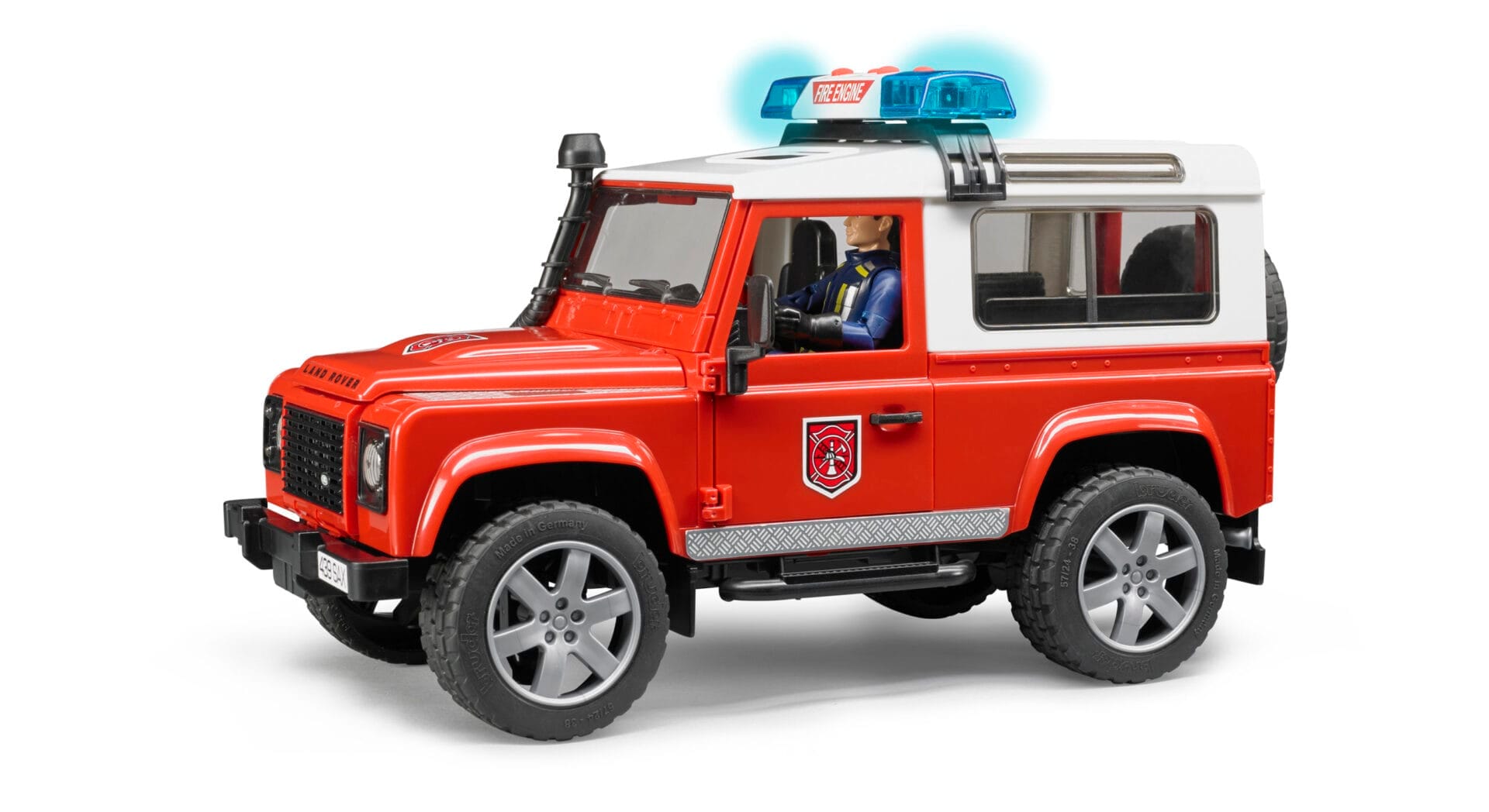 Auto Land Rover Defender - Straż pożarna z figurką strażaka i modułem - 02596 - BRUDER 4 Auto Land Rover Defender - Straż pożarna z figurką strażaka i modułem - 02596 - BRUDER