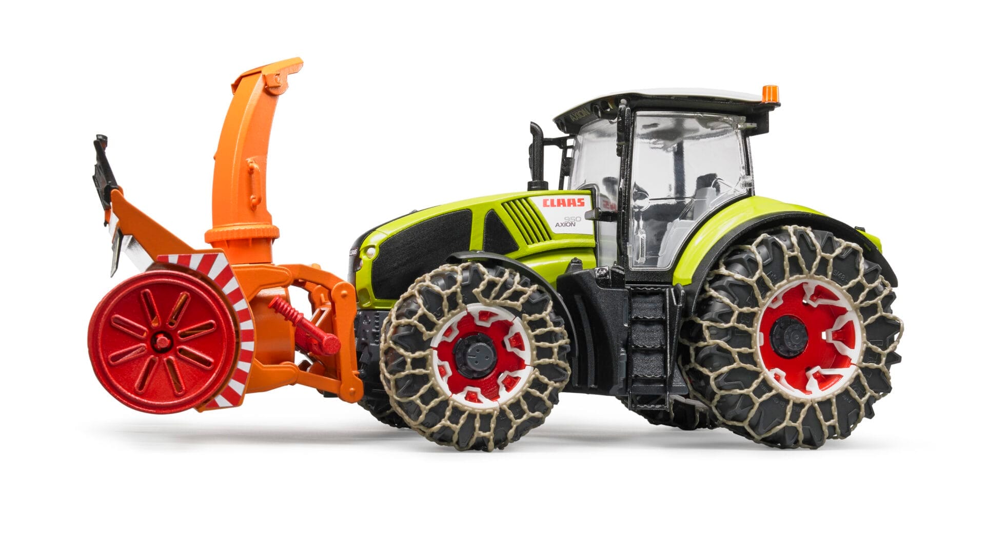Traktor Claas Axion 950 z pługiem śnieżnym i łańcuchami na kołach - 03017 - BRUDER 6 Traktor Claas Axion 950 z pługiem śnieżnym i łańcuchami na kołach - 03017 - BRUDER