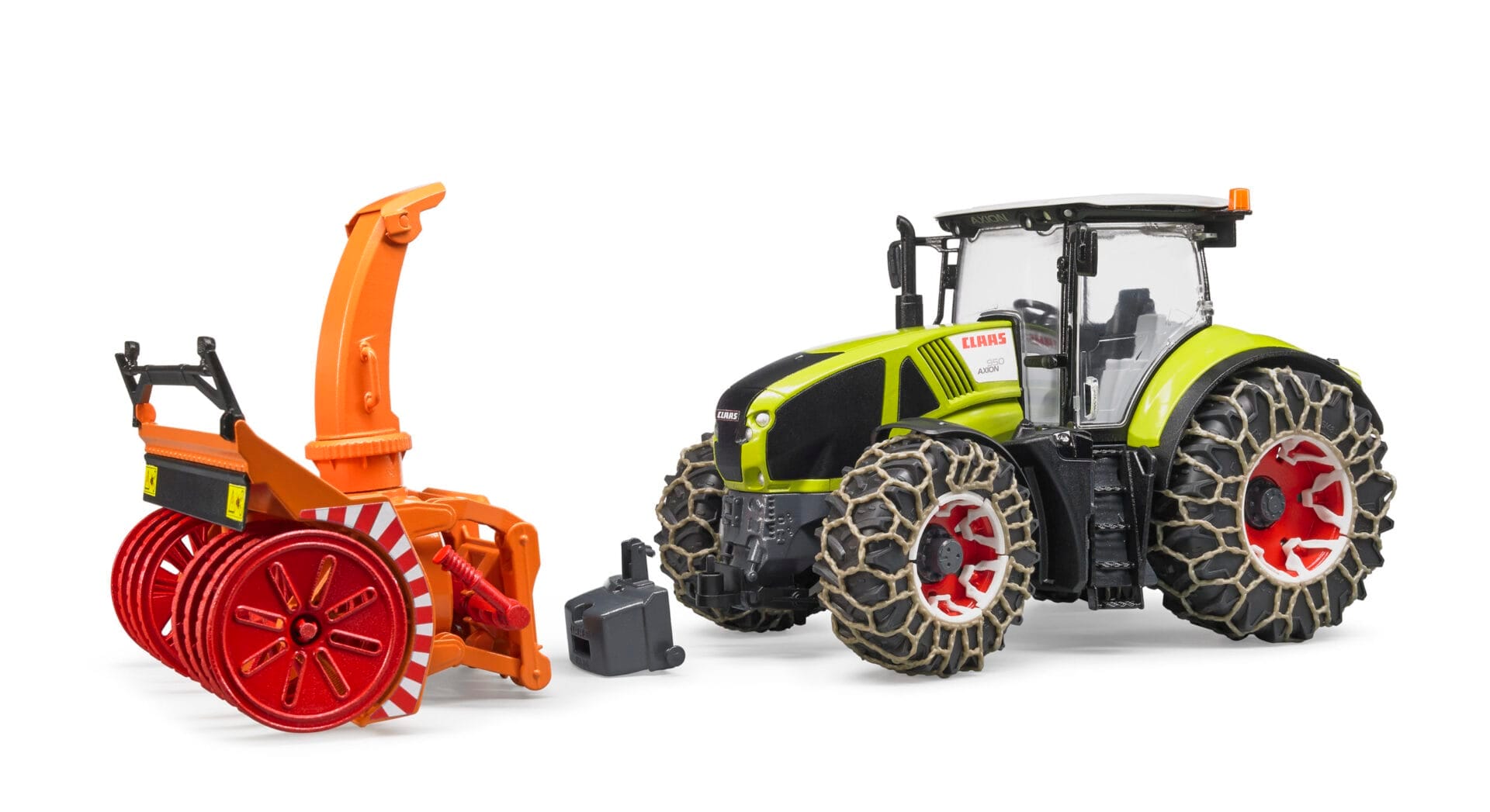 Traktor Claas Axion 950 z pługiem śnieżnym i łańcuchami na kołach - 03017 - BRUDER 7 Traktor Claas Axion 950 z pługiem śnieżnym i łańcuchami na kołach - 03017 - BRUDER