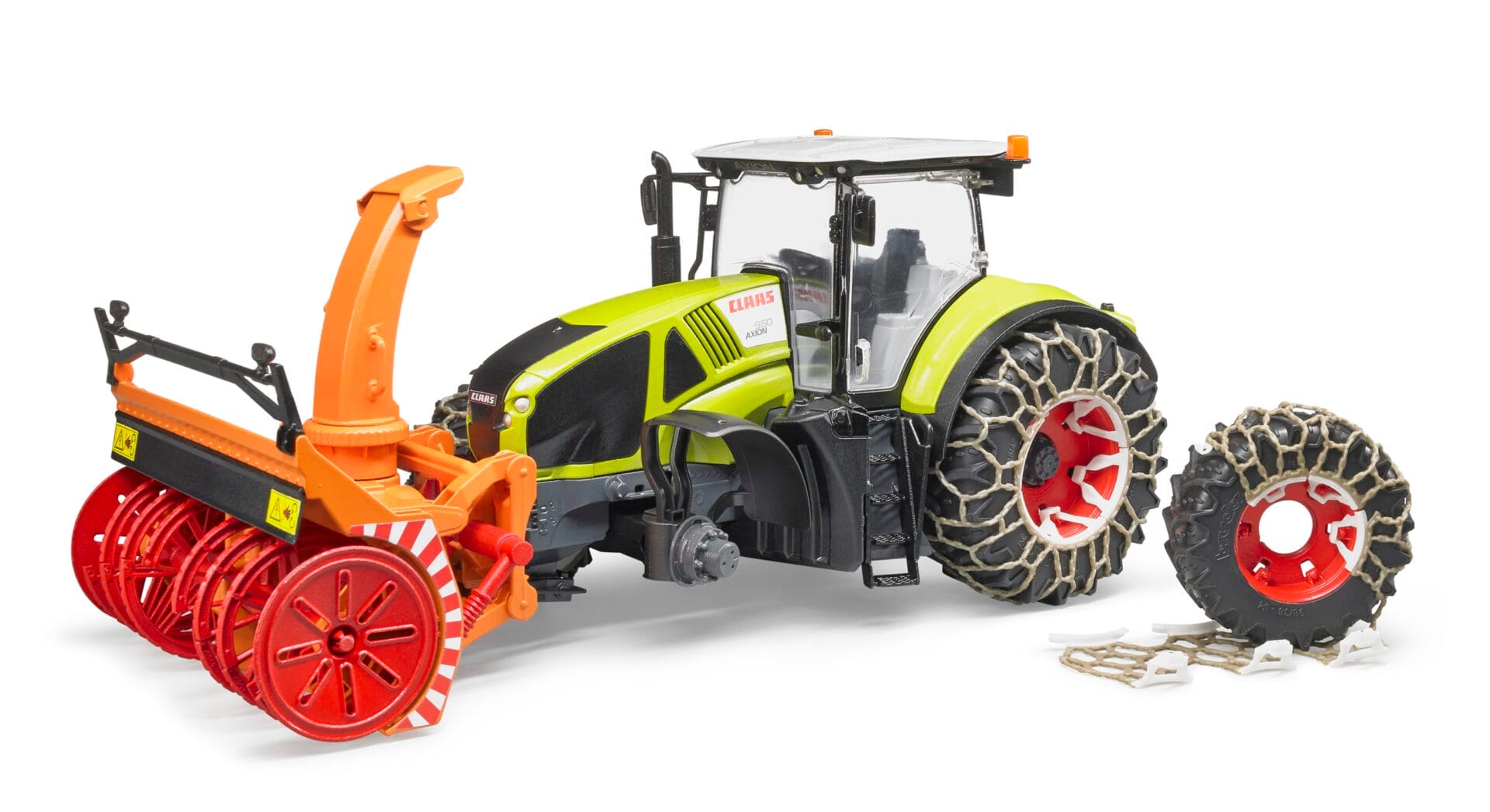 Traktor Claas Axion 950 z pługiem śnieżnym i łańcuchami na kołach - 03017 - BRUDER 8 Traktor Claas Axion 950 z pługiem śnieżnym i łańcuchami na kołach - 03017 - BRUDER