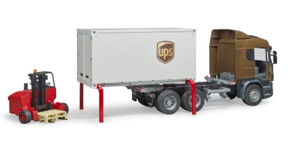 Ciężarówka kontener - Scania R kontener UPS z wózkiem widłowym i paletami 2szt. - 03581 - BRUDER 6