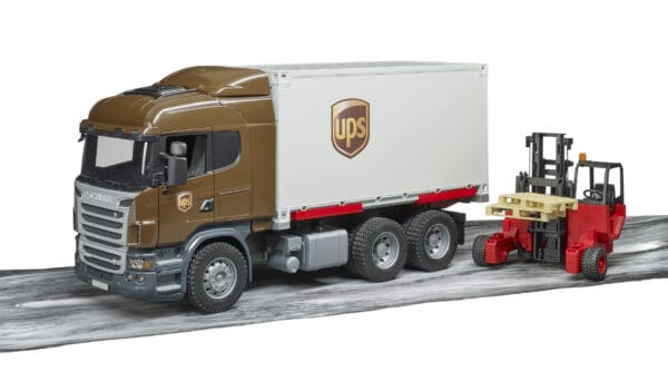 Ciężarówka kontener - Scania R kontener UPS z wózkiem widłowym i paletami 2szt. - 03581 - BRUDER 8