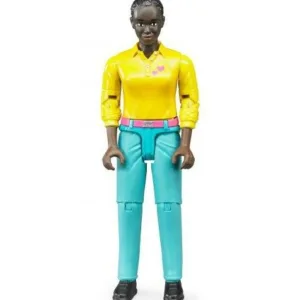 Figurka kobiety czarnoskórej w turkusowych dżinsach - 60404 - BRUDER