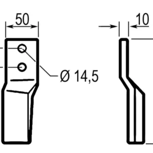 Nóż frezjący prawy 50X10X210 Rozstaw 44, Otw.14,5 ZAMIENNIK BREVI-MASCHIO 24100414-0071091 (1)