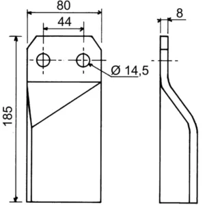 Nóż frezjący prawy 80X8X180 Rozstaw 44, Otwór T14,5 ZAMIENNIK MASCHIO 26100417 (1)