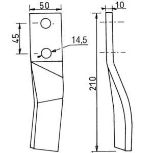 Nóż frezujący lewy 50X10X210 Otwór 14,5 ZAMIENNIK MASCHIO 24100415 (1)