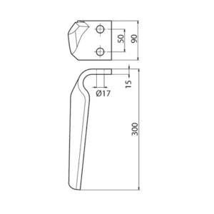Ząb brony lewy (F) 90X15X300 EA50 UNIV. ZAMIENNIK MASCHIO 27100210 (1)