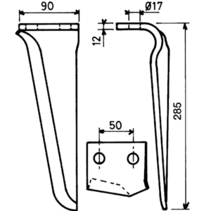 Ząb brony prawy 90X12 EA50 D16 L285(F) ZAMIENNIK MASCHIO-KVE 27100210 (1)