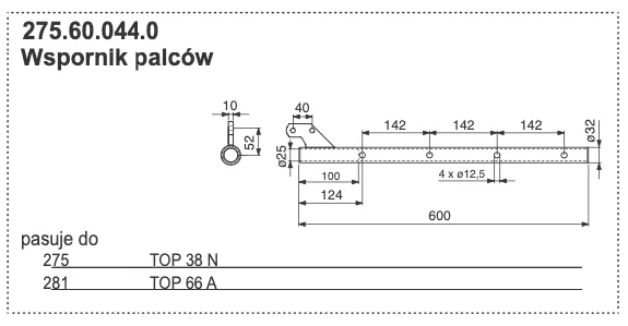 Rura zgrabiarki L=600 mm - 275.60.044.0 - POTTINGER