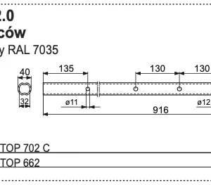 Rura zgrabiarki 40x916 mm - Kolor: jasnoszary RAL 7035 - 2860.60.002.0 - POTTINGER