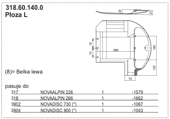Płoza ślizgowa kosiarki - LEWA - 318.60.140.0 - Pottinger 1 Płoza ślizgowa kosiarki - LEWA - 318.60.140.0 - Pottinger