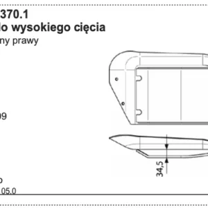 Płoza kosiarki - PRAWY - Zewnętrzny - do wysokiego cięcia - 378.60.370.1 - Pottinger