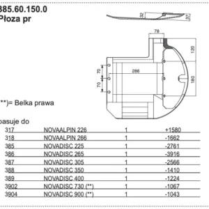 Płoza kosiarki - PRAWA - 385.60.150.0 - Pottinger