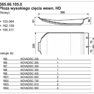 Płoza kosiarki - WEWNĘTRZNA - Wysokiego cięcia HD (nowy) - 385.66.105.0 - Pottinger