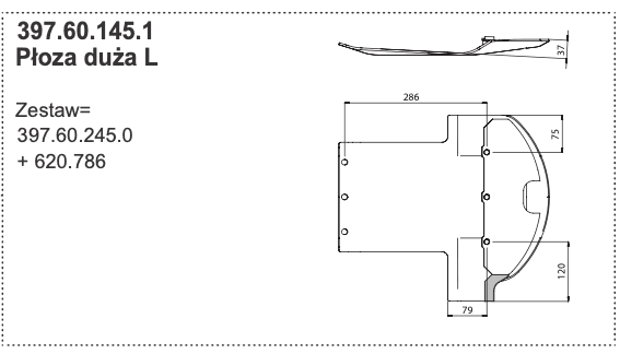 Płoza ślizgowa - LEWA - Duża - 397.60.145.1 - Pottinger 1 Płoza ślizgowa - LEWA - Duża - 397.60.145.1 - Pottinger