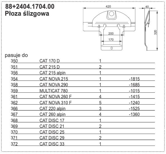 Płoza ślizgowa kosiarki - 88+2404.1704.00 - Pottinger 1 Płoza ślizgowa kosiarki - 88+2404.1704.00 - Pottinger