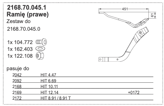 Rura zgrabiarki - 2168.70.045.1 - Pottinger 1 Rura zgrabiarki - 2168.70.045.1 - Pottinger