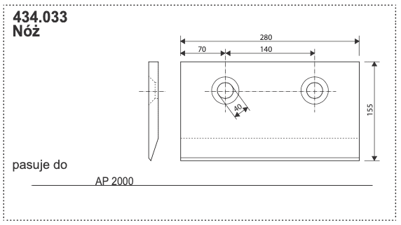 Nóż rębaka - 434.033 - Pottinger 1 Nóż rębaka - 434.033 - Pottinger