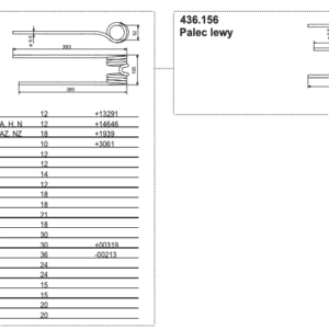 Palec zgrabiarki podwójny - LEWY - 436.156 - Pottinger