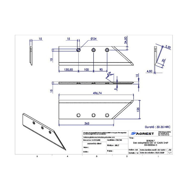 Lemiesz 16" - Węglik - Prawy - Zastosowanie 172614D Gregoire Besson - AgriPower 3 Lemiesz 16" - Węglik - Prawy - Zastosowanie 172614D Gregoire Besson - AgriPower