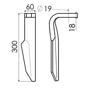 Ząb brony aktywnej – PRAWY – KE303 D19 60X18 954426(F) – ZAMIENNIK Amazone (1)
