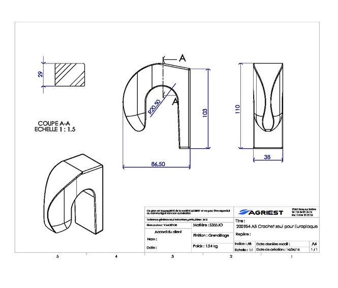 Hak EURORAMKI - do przyspawania - mocowanie ładowacza łyżki - AAA 2 Hak EURORAMKI - do przyspawania - mocowanie ładowacza łyżki - AAA