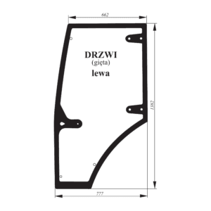Szyba lewa drzwi - nieklejona - kabina Koja - X10-1649 - FARMTRAC
