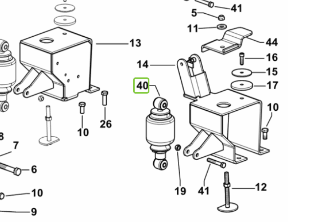 Amortyzator kabiny pneumatycznej - 0.015.1240.4 - SDF 1 Amortyzator kabiny pneumatycznej - 0.015.1240.4 - SDF