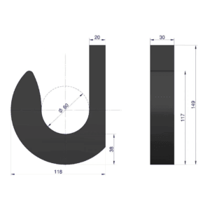 Hak łyżki ładowacza stalowy FI60 - 9139660