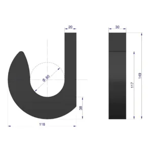 Hak łyżki ładowacza stalowy FI60 - 9139660